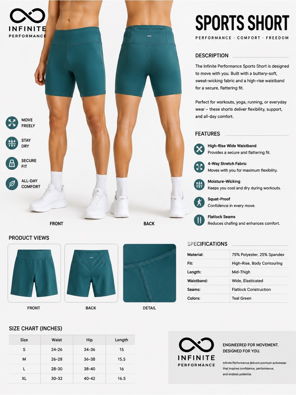 High-Waist Teal Women's Bike Shorts